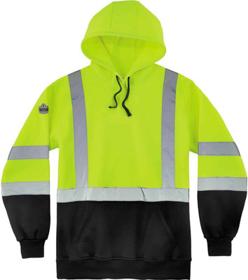 Ergodyne Men's Class 3 Lime Green Hooded Sweatshirt - Large