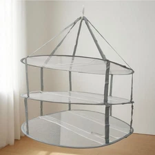 3-Tier Folded Mesh Clothes Hanging Dryer Sweater Drying Rack Clothes Drying Net
