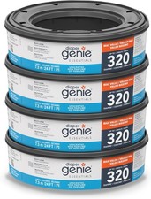 Diaper Genie Essentials 4 Pack Refills Unscented 320 Count Odor Control Bags