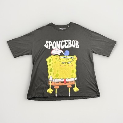 NWT Nickelodeon SpongeBob SquarePants Big Graphic Black T Shirt Size Large