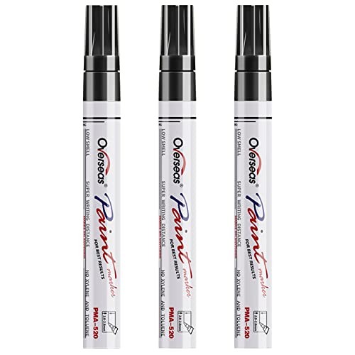  Permanent Paint Markers Pens - 3 Pack Oil Based Paint Pens, Medium Tip, Black