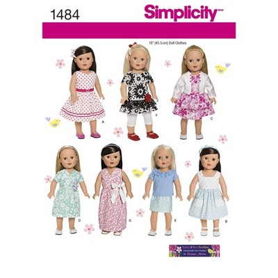 SIMPLICITY 1484 Puppenkleidung, Kleider, Jacke SCHNITTMUSTER BLITZPREISE