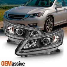 Fits 2013 2014 2015 Honda Accord 4-door Sedan Halogen Models Headlights - Black