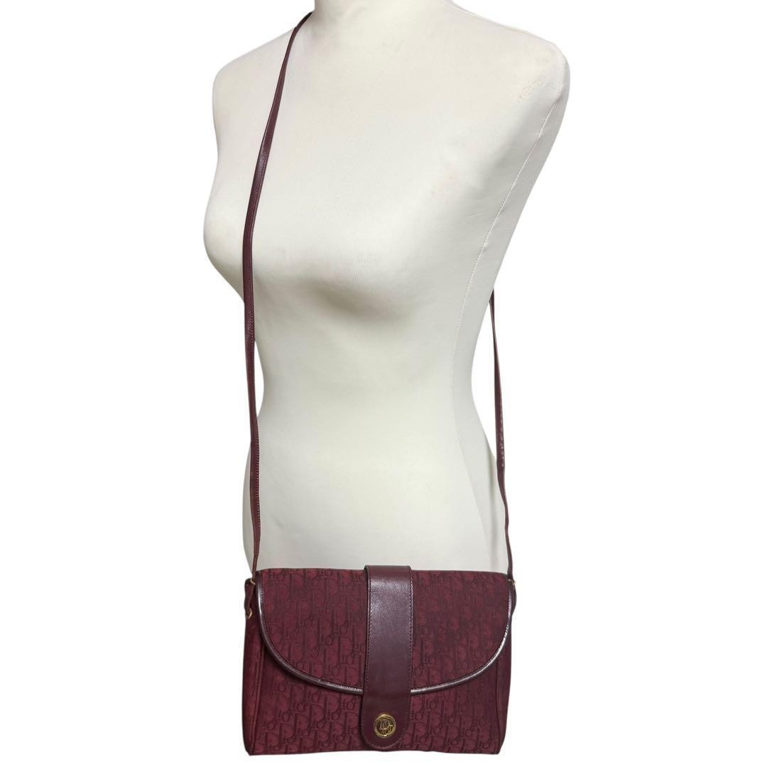 Christian Dior Crossbody Shoulder Bag Canvas Leather Red Gold Logo Authentic thumbnail 22