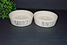 Rae Dunn PERFECT and PRINCESS Cat Bowls 5"