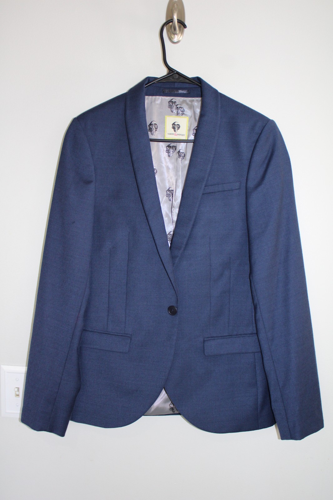 SOLID BLUE NOOSE & MONKEY STRETCH WOOL SPORT COAT… - image 1