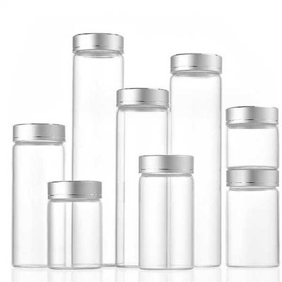 Wholesale Empty 5ml-200ml Clear Glass Bottles With Aluminum Silver Line Caps AP
