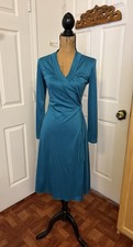 Teal Long Sleeve Wrap Tie Waist Ruched Stretch. Vintage