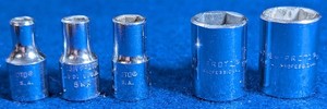 Lot of 5 Proto 1/4" Drive 6-point Shallow Metric Sockets - 12mm 11mm 6mm 5mm 4mm