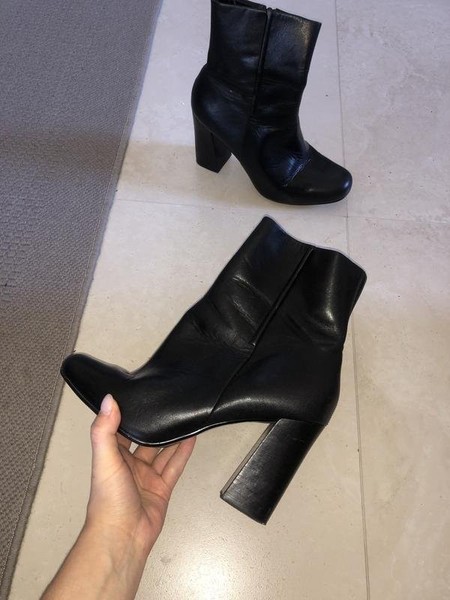 Women Dune Boots Black Leather 38 #3OYF