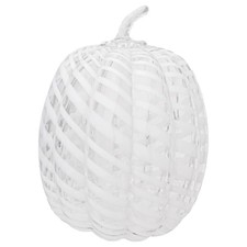 White Swirl Glass Pumpkin Large Hand Made