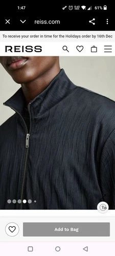 Reiss Men's AkselWave-Jacquard Zip-Through Jacket Navy Medium - NWT - RN114836 image 3