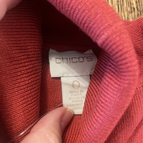 NWT Chico's Size 0 Burnt Orange Darcy Rib Turtleneck Sweater $59 - Picture 3 of 6