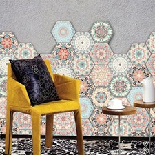 10pcs Antislip PVC Hexagon Kachel Aufkleber Boden Wand DIY Spleiß Heim Dekor