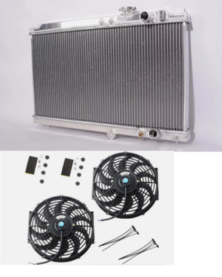 2Row Aluminum Radiator + 12'' Fans For 1994-2001 Acura Integra 1.8L I4 Manual