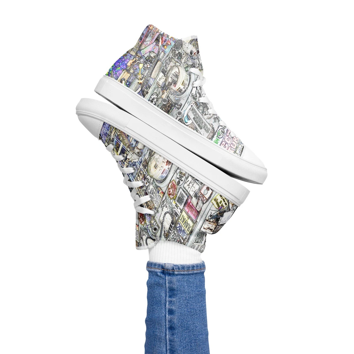 Allie graffiti sales leather sneaker