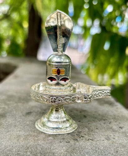 999 reines Silber Shivling Shiva Lingam, Naag Schlange, Shiv Puja Jaldhari Yoni 35 gm - Bild 3 von 7
