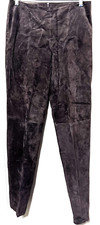 VTG 80s Brown Suede Leather Pants High Waist Rise Sz 4/Small straight leg