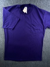 VTG Hanes 50/50 Blank Purple Short Sleeve USA Made Cut Tag Large 42-44