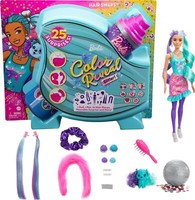 Barbie HBG41 - Color Reveal Balloon Haarwechsel Puppe, Glitzerviolett Spielset M