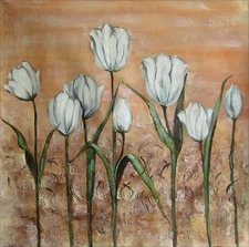 White Parrot Tulips Series 4, Quality Hand Painted Oil Painting, 30x30in