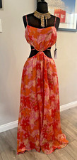 ASTR The Label Sanger Pink Red Floral Cutout Maxi Party Dress S NWT Trendy