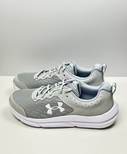 Under Armour UA Charged Assert10 Gray White Mens 9.5 Sneakers 3024590 101 New