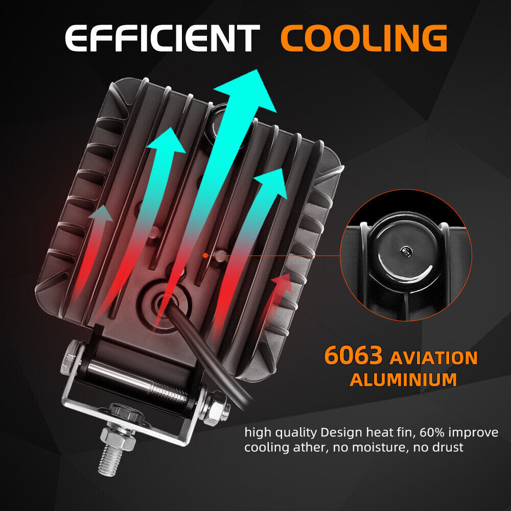 2 x 4 inch 35 LED upper cab & Boom Work Flood Light Fit for Excavator 160LC ZX