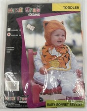 1998 Infant Halloween Baby Bonnet Bib Set Cat Costume Toddler 3-4 Unisex - NEW