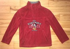 Vintage Walt Disney World Parks MICKEY MOUSE Maroon 1/4 Zip Pullover Fleece Y L