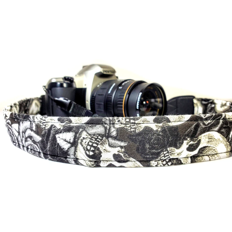 Correa para cámara Skull Rose - Correa para cámara blanca negra - Doble acolchado cómodo Foto 4 de 4