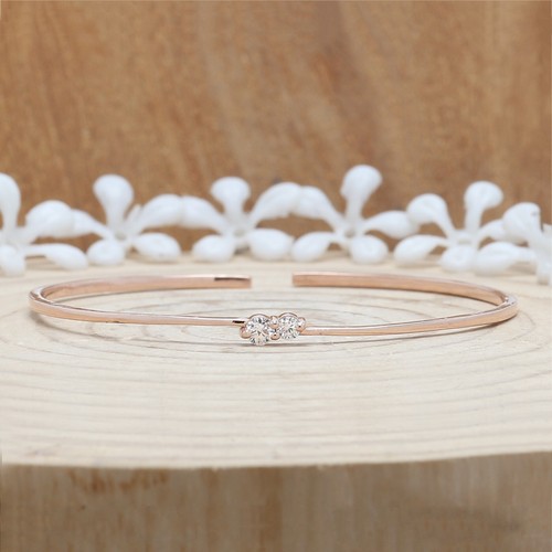 White Color Round Diamond Bracelet 14K Rose White Yellow Gold Bracelet KD944 - Picture 2 of 10