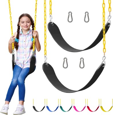 Jungle Gym Kingdom Black Outdoor Swing with Heavy Duty Chains Pack of 2