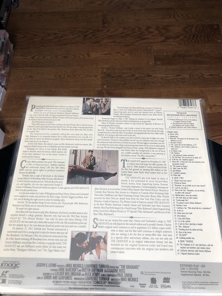 Mint The Graduate 25th Anniversary Edition Laser Disc Just Opened  Foto 2 de 2