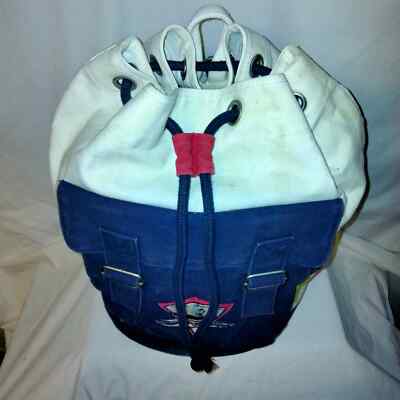 Tommy Hilfiger Beige-Yellow-Blue Canvas Backpack Extra Large RARE! Vintage 1990s Tommy Hilfiger Beige-Yellow-Blue Canvas XL Backpack RARE  main image 4