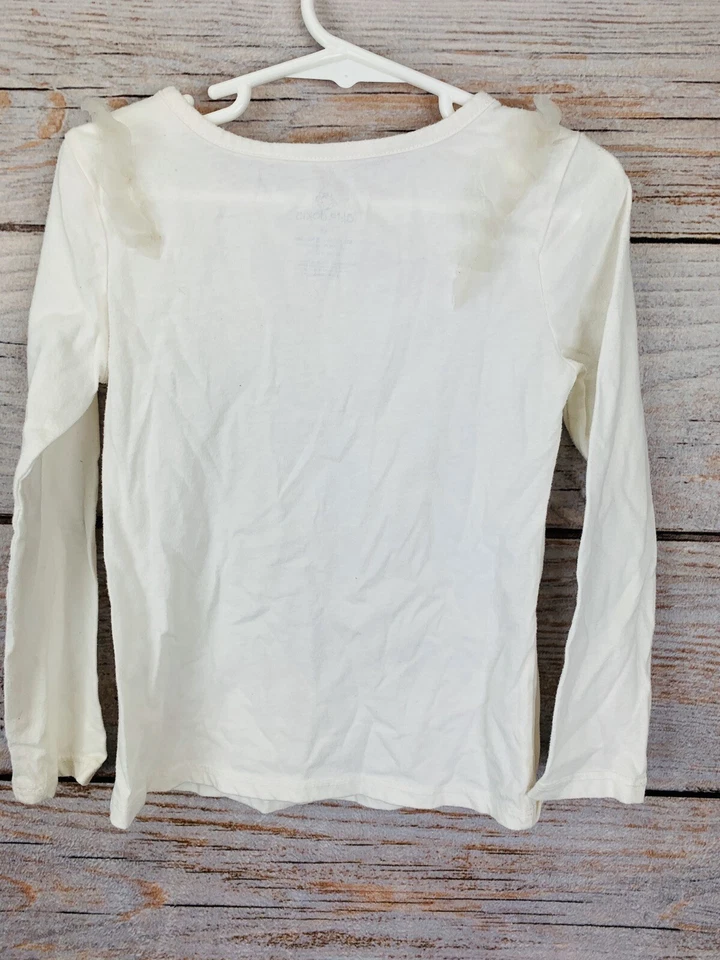 Camiseta de manga larga Okie Dokie Niñas dorada plateada corazón volantes hombro 5T Foto 2 de 4