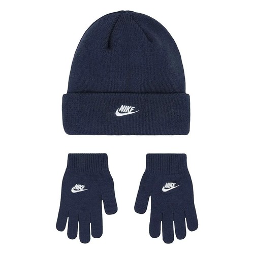 Nike Obsidian/White Kid's Unisex Futura Beanie/Glove Set (9A2961-695) Size 8/20 - Picture 4 of 4