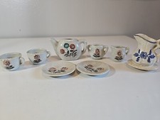 Vintage Schylling miniature porcelain tea set Cup Saucer Pitcher Mug Mini K4