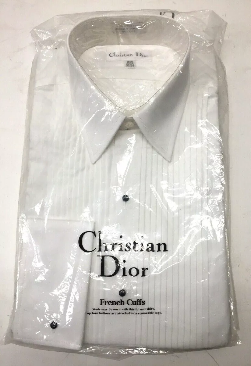 NEW Christian Dior Mens White Dress Shirt w/French Cuffs Size 15.5 32/33  COTTON