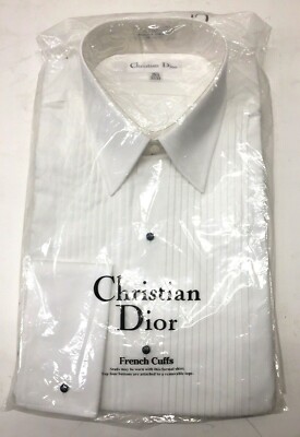 NEW Christian Dior Mens White Dress Shirt w/French Cuffs Size 32/33  COTTON