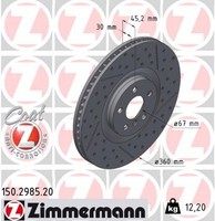 1X Zimmermann Bremsscheibe Coat Z 150.2985.20 FüR BMW 1Er F40 2Er F44 116 118