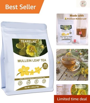 Mullein Leaf Tea Bags - 100% Natural 25 Count for Quick Brewing & Great Taste