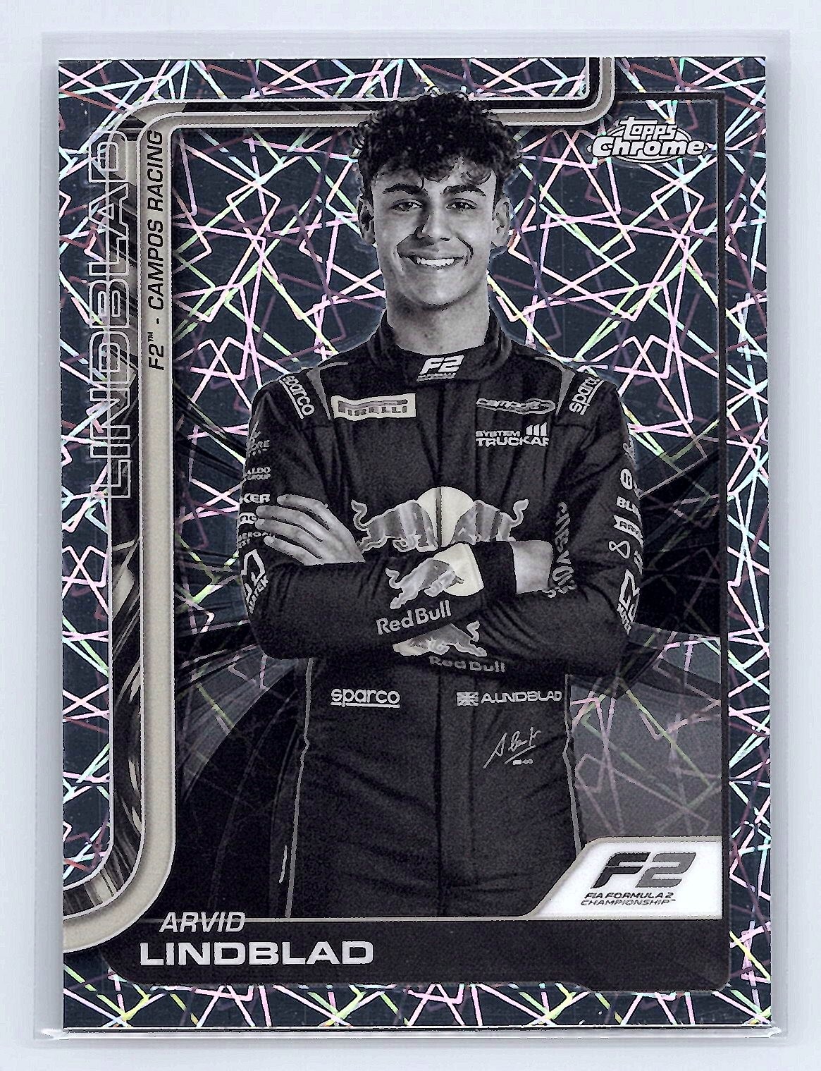 Arvid Lindblad 2025 Topps Chrome F1 #23 Black And White Lazer Refractor *