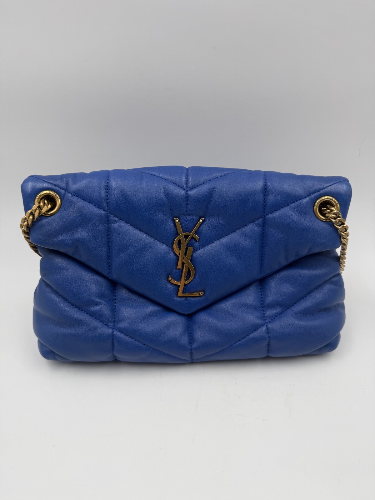 Saint Laurent YSL Loulou Puffer Shoulder Bag- Blue