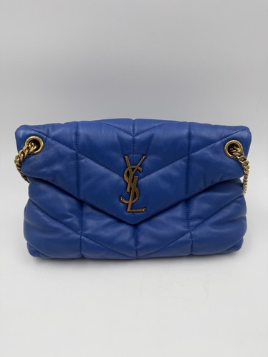 Saint Laurent YSL Loulou Puffer Shoulder Bag- Blue