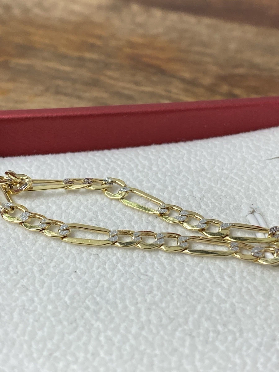 Flaches Figaro Armband 10 Karat Bicolor Gold