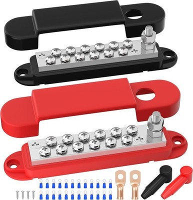 Power Distribution Block 12V 150A 1/4'' Stud Marine Bus Bar 12 Volt DC Battery Bu