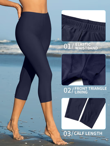 Attraco Women's High Waist Swim Bottoms Leggings Trousers Swimming Costume BNWT - Afbeelding 70 van 70