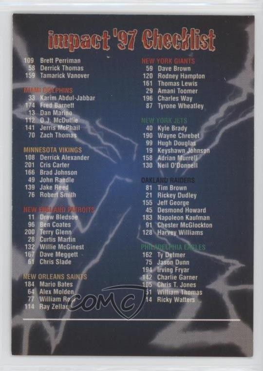 1997 Skybox Impact Checklist #249 0t3