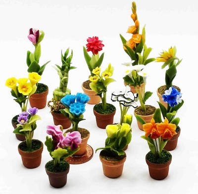 Puppenhaus gemischte Blumen im Keramiktopf oder Vase Maßstab 1:12 Garten ML10 tumdee